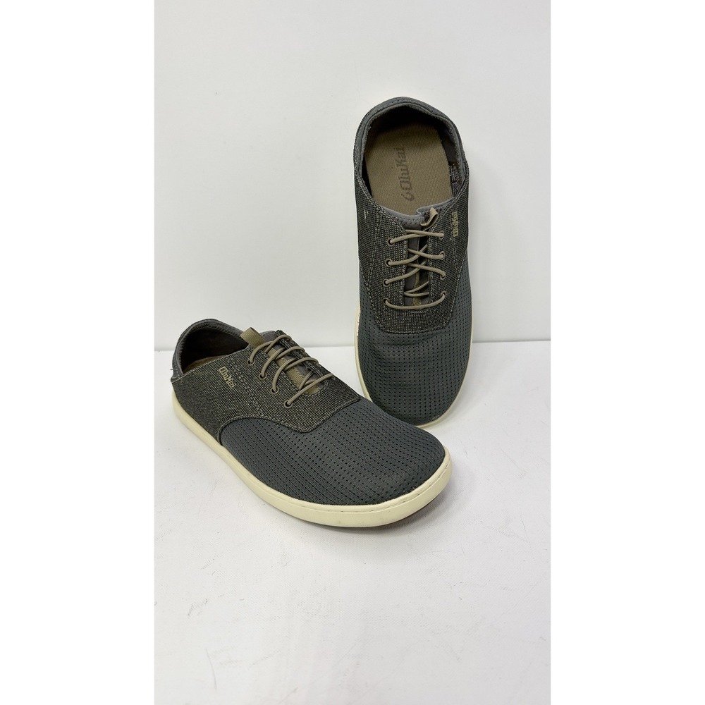 Olukai 10283 Nohea Moku Boat Shoes Slip-On Casual Mens Size 8.5 Blue Gray Shoes